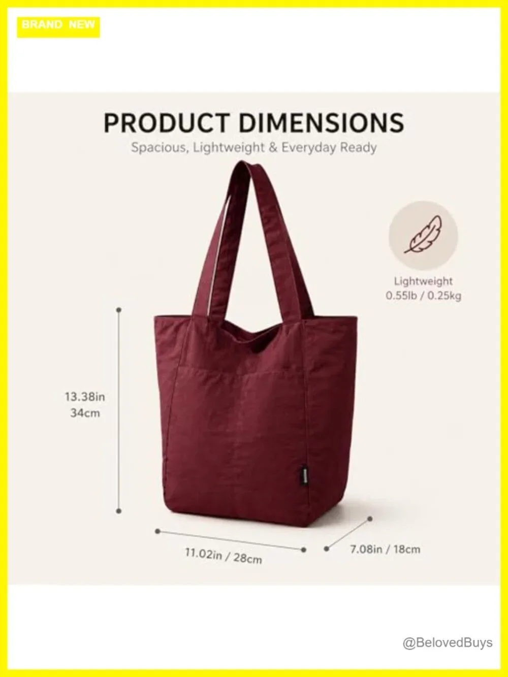 Lightweight Nylon Tote Bag with Multiple Pockets, Water-Resistant for Travel